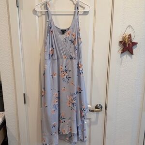 torrid Light Blue Floral Midi Dress with Peach & Navy Accents